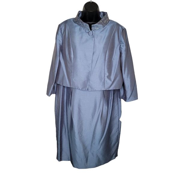 David's Bridal Nwt three-quarter sleeve shantung short jacket dress motb 18 - Picture 2 of 15